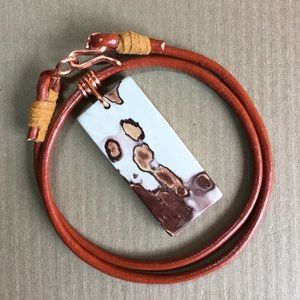 ❤️💜 16” Jasper Leather Choker Necklace